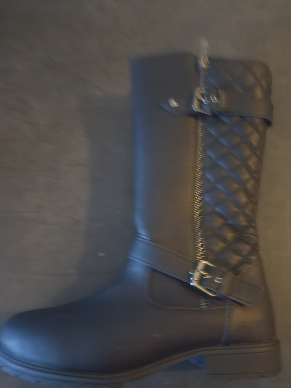 Quilted Mid-Calf Riding Boots - Black NEW